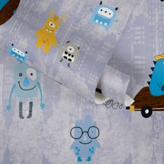   As-Creation Little Love 38121-1 Gyerekszobai Monster Szörnyecskék kék szürke sárga barna fekete tapéta