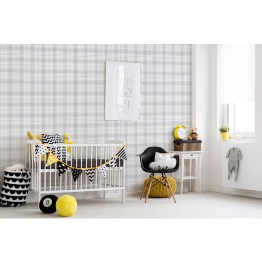 As-Creation Little Love 38122-1 Gyerekszobai Kockás bézs szürke fehér tapéta