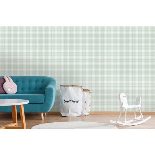 As-Creation Little Love 38122-2 Gyerekszobai Kockás zöld fehér tapéta