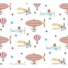   As-Creation Little Love 38126-1 Gyerekszobai Állatok és a repülés léghajók repülők fehér szines tapéta