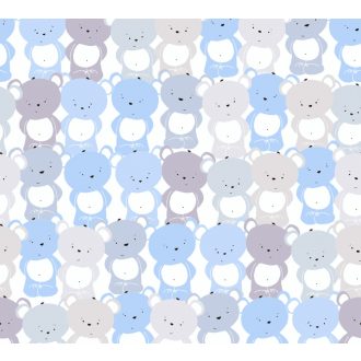   As-Creation Little Love 38129-1 Gyerekszobai "Tömeges" Teddy mackó megjelenítés fehér kék szürke lila tapéta