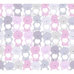   As-Creation Little Love 38129-2 Gyerekszobai "Tömeges" Teddy mackó megjelenítés fehér rózsaszín szürke szürkésbézs tapéta
