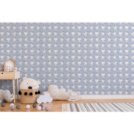 As-Creation Little Love 38131-1 Gyerekszobai "nincs kibékíthetetlen ellentét" madarak fenséges cicák szürke fehér sárga fekete tapéta