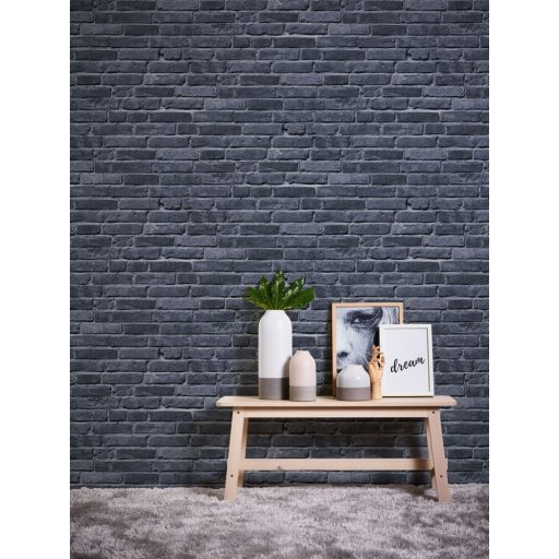 As-Creation Little Love 38133-1 Gyerekszobai Natur téglaminta 3D szürke antracit tapéta