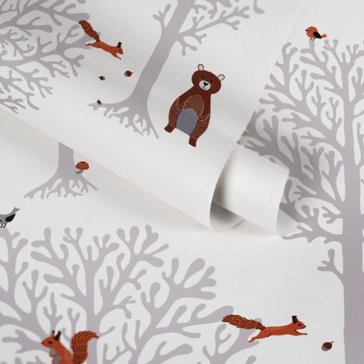 As-Creation Little Love 38134-1 Gyerekszobai Medvék és más erdei állatok panelszerú megjelenítés fehér szürke barna tapéta