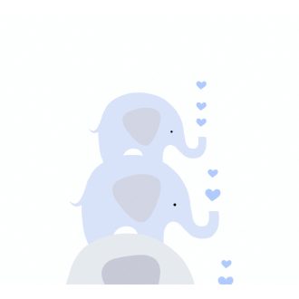   As-Creation Little Love 38135-1 Gyerekszobai Játékos elefántok egymás hegyén-hátán panelszerű megjelenítés fehér szürke kék tapéta