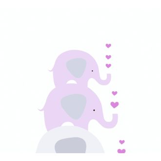   As-Creation Little Love 38135-2 Gyerekszobai Játékos elefántok egymás hegyén-hátán panelszerű megjelenítés fehér szürke rózsaszín pink tapéta