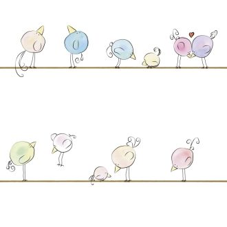   As-Creation Little Love 38137-1 Gyerekszobai Madarak madárfiókák fehér szines tapéta