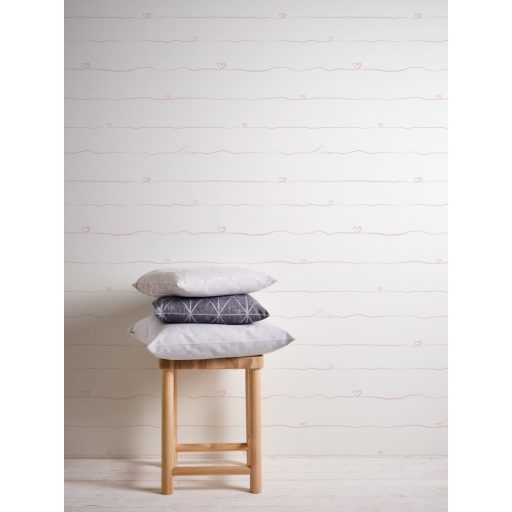 As-Creation Little Love 38140-2 Gyerekszobai "a szív írása" írásvonal szivekkel fehér rózsaszín tapéta