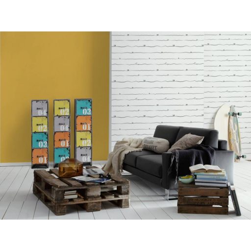 As-Creation Little Love 38140-3 Gyerekszobai "a szív írása" írásvonal szivekkel fehér fekete tapéta