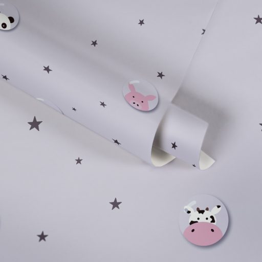 As-Creation Little Love 38143-1 Gyerekszobai Állatok buborékban csillagos háttéren szürkés rózsaszín fehér fekete rózsaszín tapéta