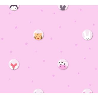   As-Creation Little Love 38143-2 Gyerekszobai Állatok buborékban csillagos háttéren szürkés rózsaszín fehér fekete pink sárga tapéta