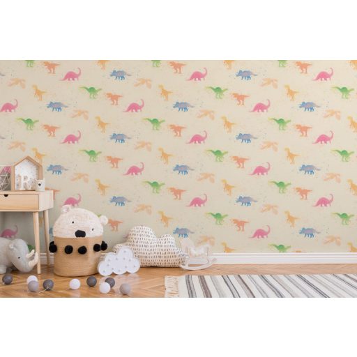As-Creation Little Love 38146-1 Gyerekszobai Dinoszauruszok sárga szines tapéta