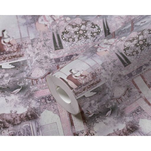 As-Creation Dream Flowery 38174-4 Etno keleti motívum álom az 1001 éjszakából rózsaszín lila fehér fekete tapéta