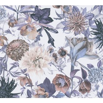   As-Creation Dream Flowery 38175-1 Virágos buja virágmotívum liliomokkal fehér lila szines tapéta