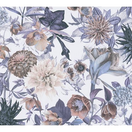As-Creation Dream Flowery 38175-1 Virágos buja virágmotívum liliomokkal fehér lila szines tapéta