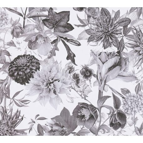 As-Creation Dream Flowery 38175-3 Virágos buja virágmotívum liliomokkal fehér szürke fekete tapéta