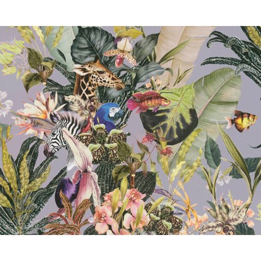 As-Creation Dream Flowery 38176-2 Natur Virágos fantázia trópusi életkép szürke zöld szines tapéta