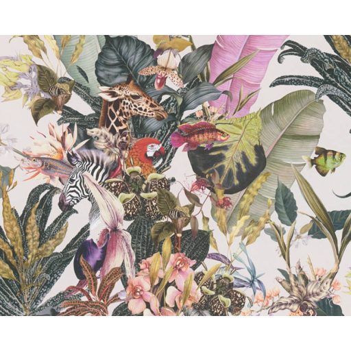 As-Creation Dream Flowery 38176-3 Natur Virágos fantázia trópusi életkép bézs lila szines tapéta