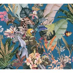   As-Creation Dream Flowery 38176-4 Natur Virágos fantázia trópusi életkép kék bézs zöld szines tapéta