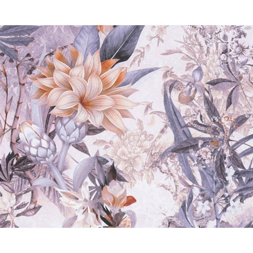 As-Creation Dream Flowery 38177-2 Natur Trópusi Nagyformátumú virágálom bézs narancs kékeslila szines tapéta