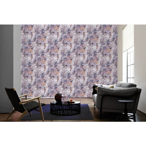 As-Creation Dream Flowery 38177-2 Natur Trópusi Nagyformátumú virágálom bézs narancs kékeslila szines tapéta