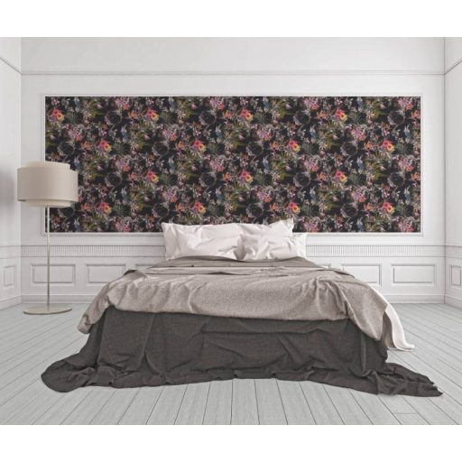 As-Creation Dream Flowery 38178-1 Natur Trópusi buja egzotikus motívum kolibrikkel fekete zöld pink/lila szines tapéta