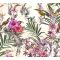 As-Creation Dream Flowery 38178-6 Natur Trópusi buja egzotikus motívum kolibrikkel krémszín lila zöld szines tapéta