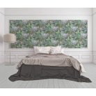 As-Creation Dream Flowery 38179-2 Natur Trópusi buja egzotikus motívum nagymacskákkal papagájokkal fehér rózsaszín zöld szines tapéta