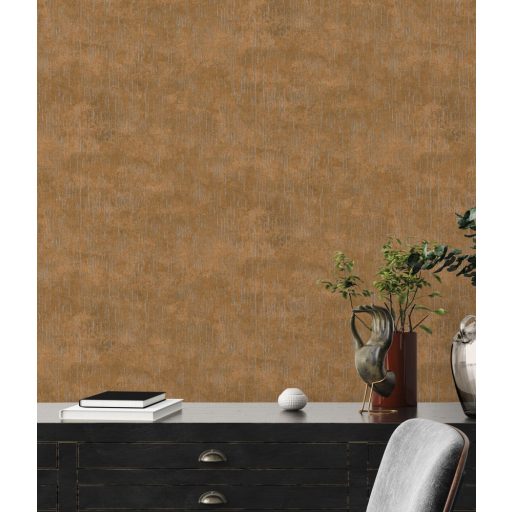 As-Creation Titanium 3, 38199-4 Struktúrminta szabálytalan vonalakkal rézszín bézs/barna csillogó hatás tapéta