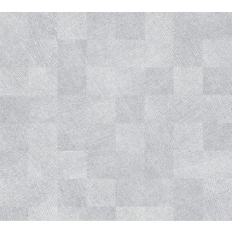   As-Creation Titanium 3, 38200-1 Geometrikus design változatos négyzetek stuktúrmintával szürkésfehér szürke árnyalatok enyhe fény tapéta