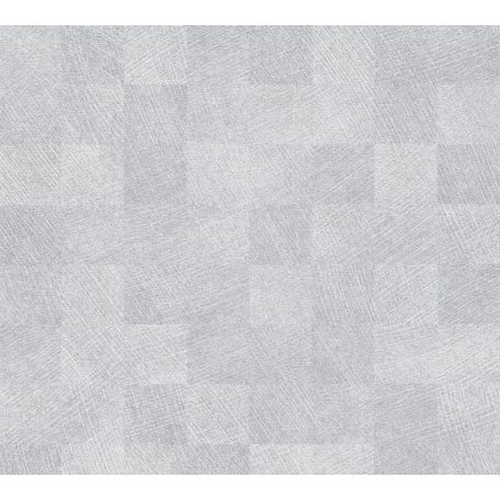 As-Creation Titanium 3, 38200-1 Geometrikus design változatos négyzetek stuktúrmintával szürkésfehér szürke árnyalatok enyhe fény tapéta