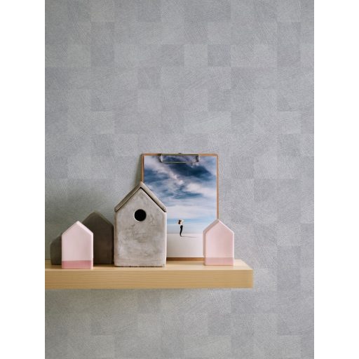 As-Creation Titanium 3, 38200-1 Geometrikus design változatos négyzetek stuktúrmintával szürkésfehér szürke árnyalatok enyhe fény tapéta