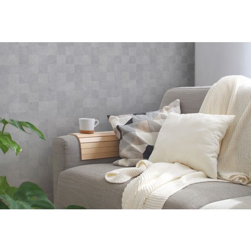 As-Creation Titanium 3, 38200-3 Geometrikus design változatos négyzetek stuktúrmintával szürke árnyalatok enyhe fény tapéta