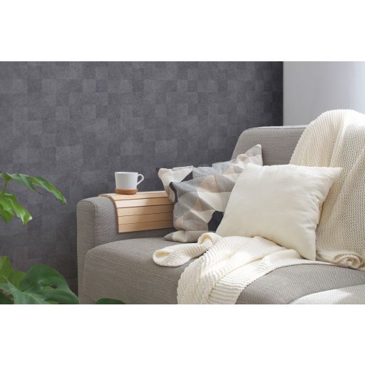 As-Creation Titanium 3, 38200-4 Geometrikus design változatos négyzetek stuktúrmintával szürke és sötétszürke árnyalatok enyhe fény tapéta