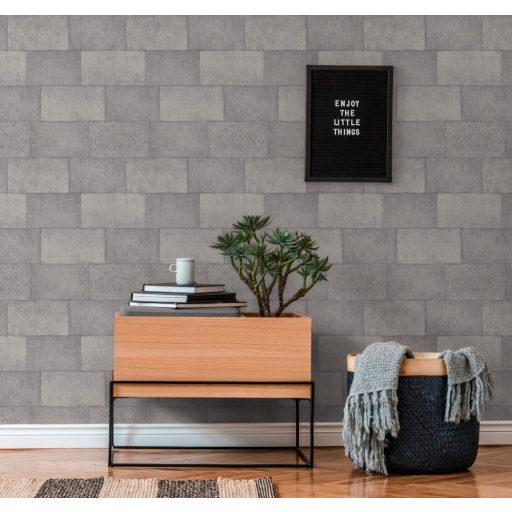 As-Creation Titanium 3, 38201-1 Natur/Ipari design kőfal karcolt mintávall szürkésfehér szürke ezüst enyhe fény tapéta