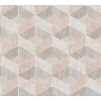   As-Creation Titanium 3, 38202-1 Geometrikus grafikus 3D bézs rózsaszín szürke krém barna tapéta