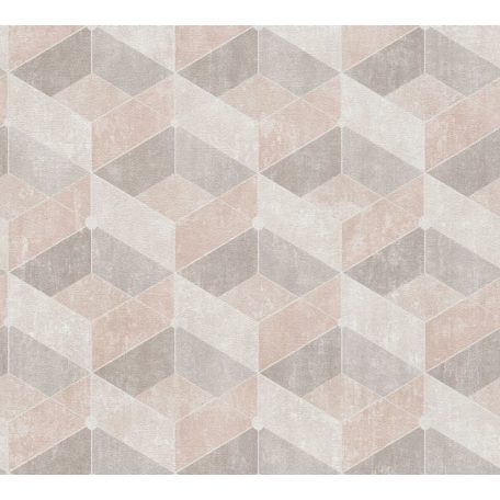 As-Creation Titanium 3, 38202-1 Geometrikus grafikus 3D bézs rózsaszín szürke krém barna tapéta