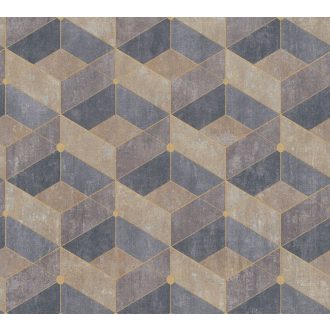   As-Creation Titanium 3, 38202-2 Geometrikus grafikus 3D bézs szürke barna antracit arany tapéta