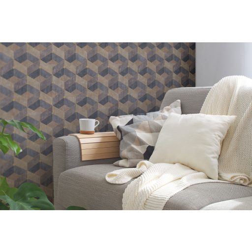 As-Creation Titanium 3, 38202-2 Geometrikus grafikus 3D bézs szürke barna antracit arany tapéta