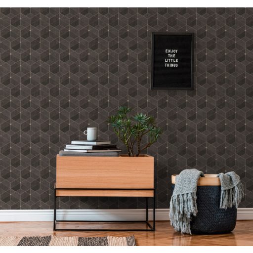 As-Creation Titanium 3, 38202-4 Geometrikus grafikus 3D szürke és szürkésbarna árnyalatok antracit bézsarany tapéta