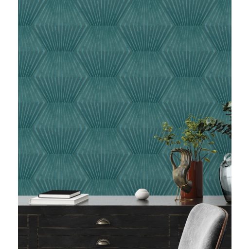 As-Creation Titanium 3, 38204-1 Geometrikus grafikus 3D zöld árnyalatok fényes mintarészletek tapéta