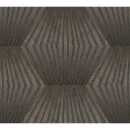 As-Creation Titanium 3, 38204-2 Geometrikus grafikus 3D barna antracit fényes mintarészletek tapéta