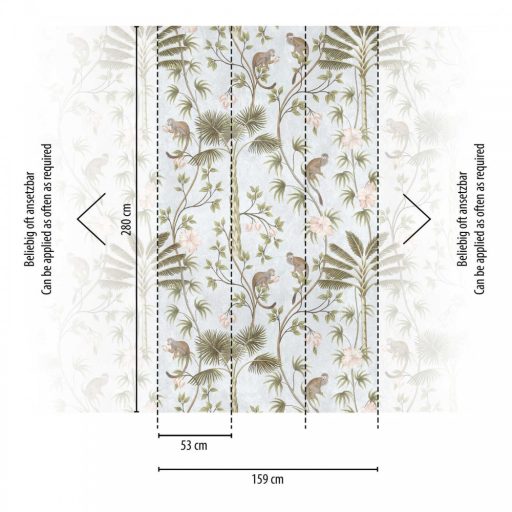 AS-Creation Metropolitan Stories the Wall 38231-1 Natur Trópusi dzsungel életkép majmokkal fehér zöld szürke rosé falpanel