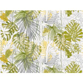   AS-Creation Metropolitan Stories the Wall 38232-1 Natur Trópusi levelek grafikus ábrázolása fehér zöld sárga fekete faopanel