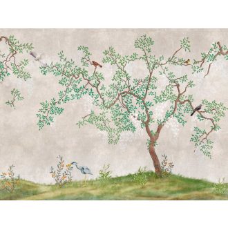   AS-Creation Metropolitan Stories the Wall 38233-1 Natur Romantikus Idilli madár élőhely szürkésbézs zöld barna szines falpanel