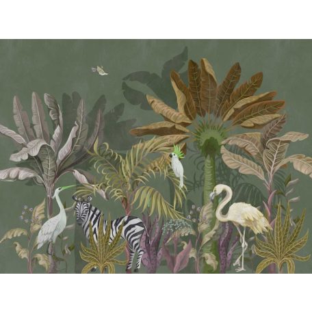 AS-Creation Metropolitan Stories the Wall 38237-1 Natur Fantáziadús trópusi ábrázolás madársereglettel zöld fehér szines falpanel
