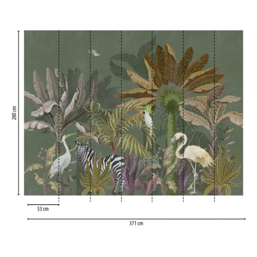 AS-Creation Metropolitan Stories the Wall 38237-1 Natur Fantáziadús trópusi ábrázolás madársereglettel zöld fehér szines falpanel