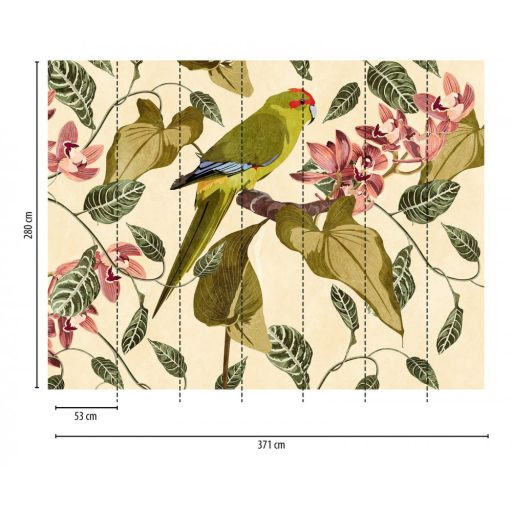 AS-Creation Metropolitan Stories the Wall 38244-1 Natur Trópusi óriás papagáj a "trónon" bézs zöld szines falpanel