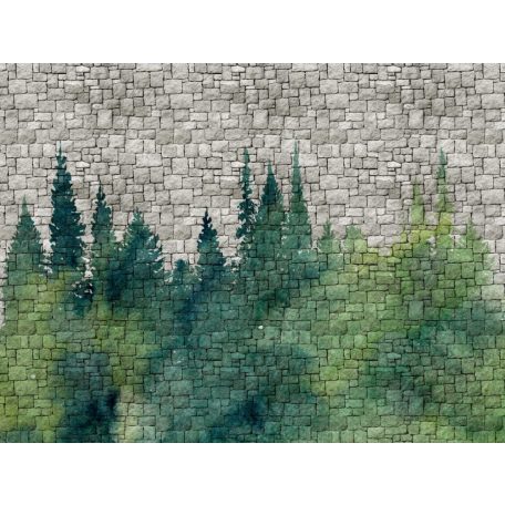 AS-Creation Metropolitan Stories the Wall 38245-1 Natur/Ipari design Kőfal növényi (erdő) festéssel szürke zöld kékeszöld falpanel